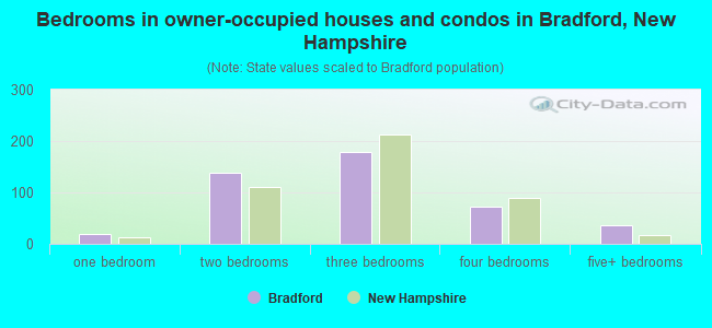 Bedrooms in owner-occupied houses and condos in Bradford, New Hampshire