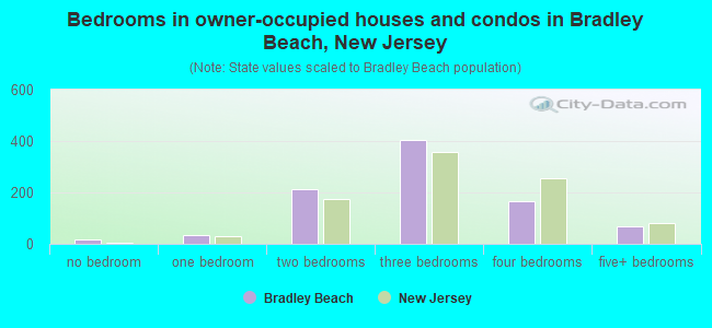 Bedrooms in owner-occupied houses and condos in Bradley Beach, New Jersey