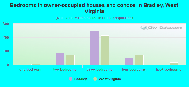 Bedrooms in owner-occupied houses and condos in Bradley, West Virginia