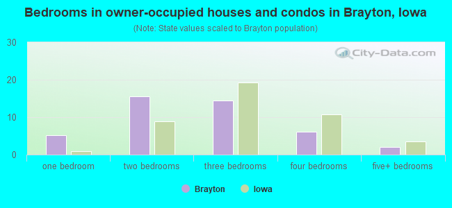 Bedrooms in owner-occupied houses and condos in Brayton, Iowa