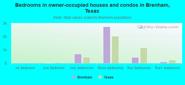 Bedrooms in owner-occupied houses and condos in Brenham, Texas