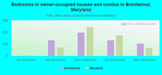 Bedrooms in owner-occupied houses and condos in Brentwood, Maryland