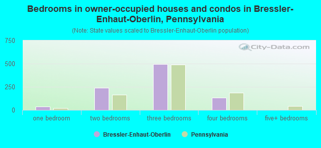 Bedrooms in owner-occupied houses and condos in Bressler-Enhaut-Oberlin, Pennsylvania