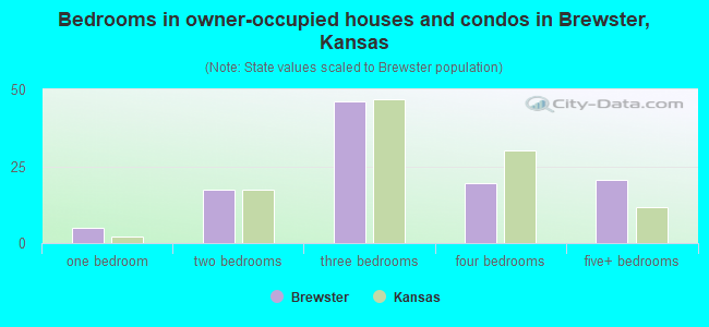 Bedrooms in owner-occupied houses and condos in Brewster, Kansas