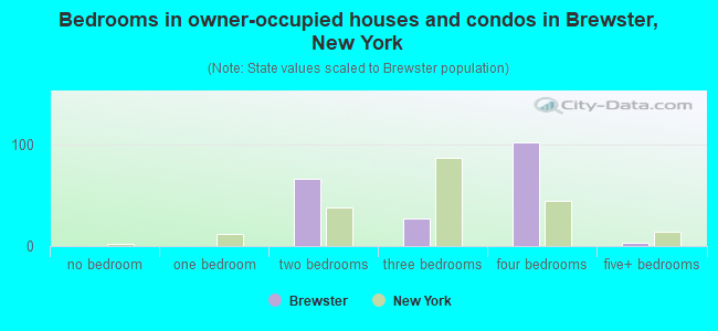 Bedrooms in owner-occupied houses and condos in Brewster, New York