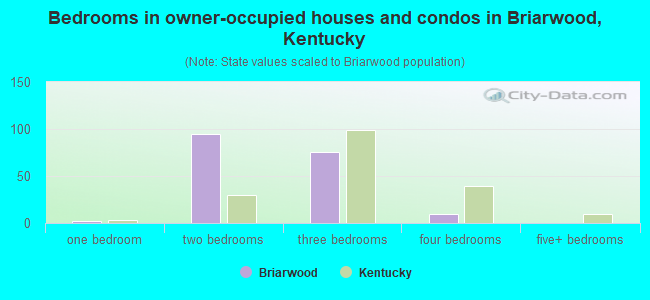 Bedrooms in owner-occupied houses and condos in Briarwood, Kentucky