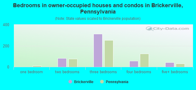Bedrooms in owner-occupied houses and condos in Brickerville, Pennsylvania