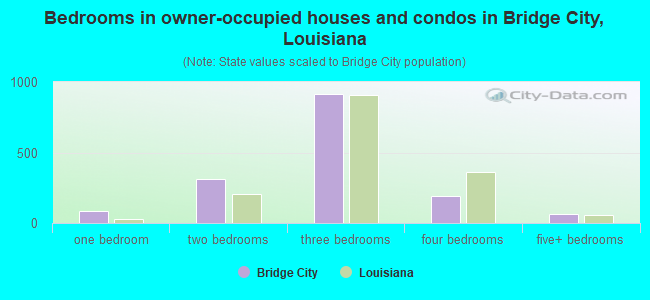 Bedrooms in owner-occupied houses and condos in Bridge City, Louisiana