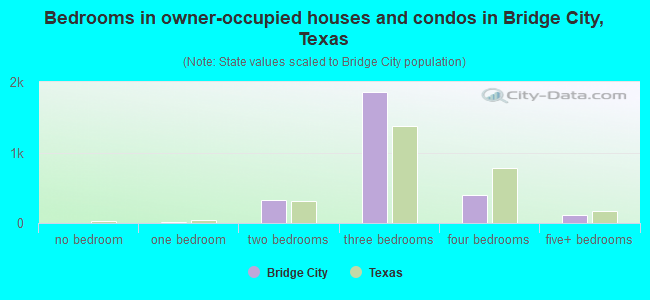 Bedrooms in owner-occupied houses and condos in Bridge City, Texas