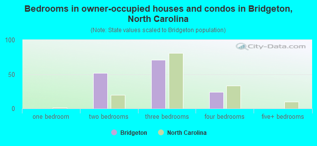 Bedrooms in owner-occupied houses and condos in Bridgeton, North Carolina