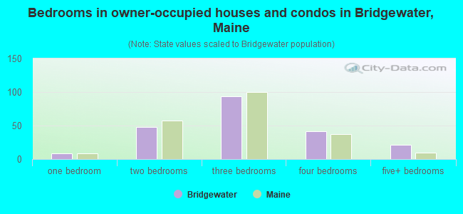 Bedrooms in owner-occupied houses and condos in Bridgewater, Maine