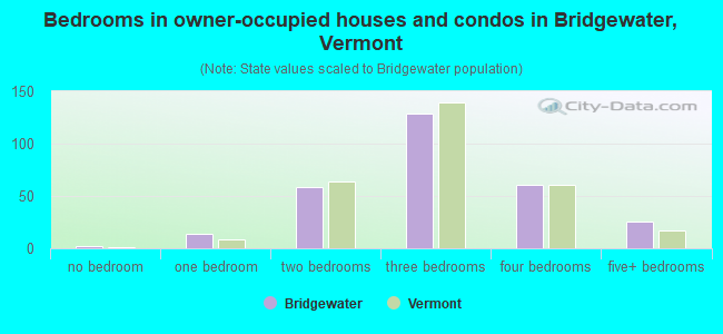 Bedrooms in owner-occupied houses and condos in Bridgewater, Vermont