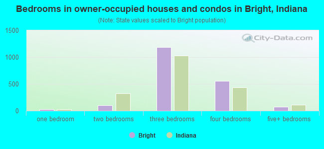 Bedrooms in owner-occupied houses and condos in Bright, Indiana