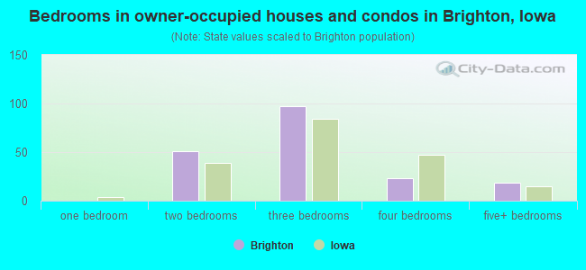 Bedrooms in owner-occupied houses and condos in Brighton, Iowa