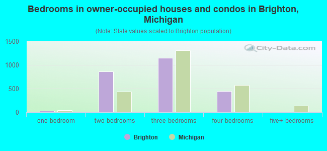 Bedrooms in owner-occupied houses and condos in Brighton, Michigan