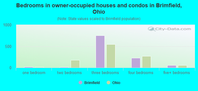 Bedrooms in owner-occupied houses and condos in Brimfield, Ohio