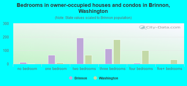 Bedrooms in owner-occupied houses and condos in Brinnon, Washington