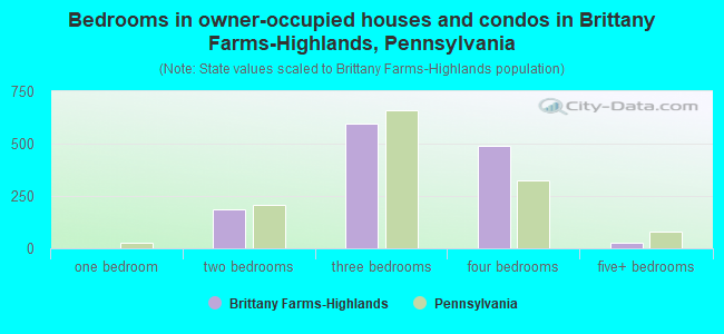 Bedrooms in owner-occupied houses and condos in Brittany Farms-Highlands, Pennsylvania