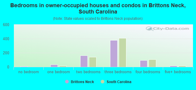 Bedrooms in owner-occupied houses and condos in Brittons Neck, South Carolina