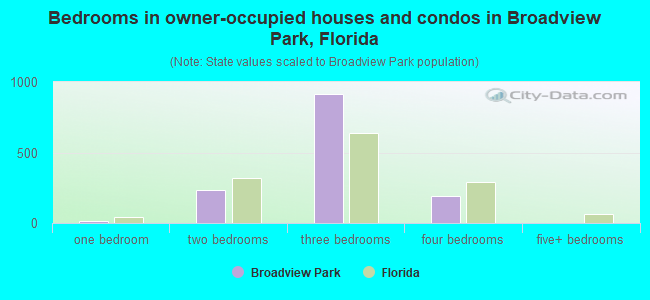 Bedrooms in owner-occupied houses and condos in Broadview Park, Florida