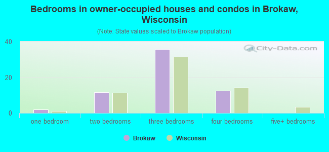 Bedrooms in owner-occupied houses and condos in Brokaw, Wisconsin