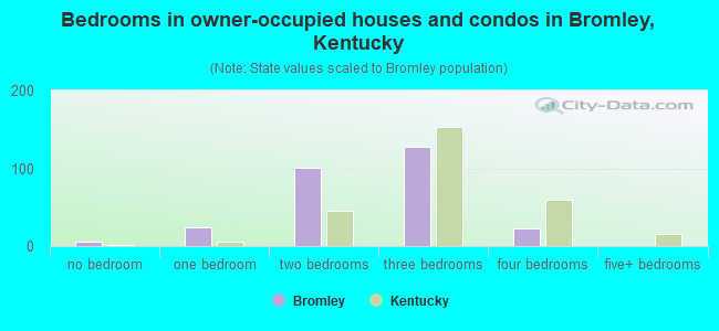 Bedrooms in owner-occupied houses and condos in Bromley, Kentucky