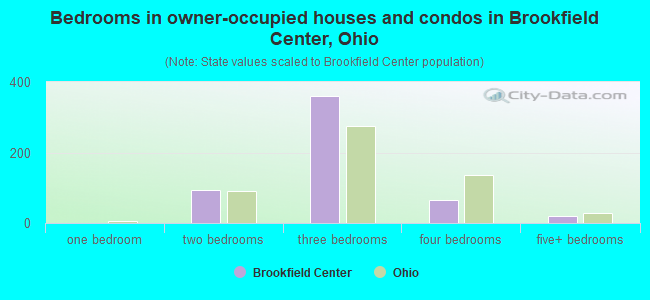 Bedrooms in owner-occupied houses and condos in Brookfield Center, Ohio