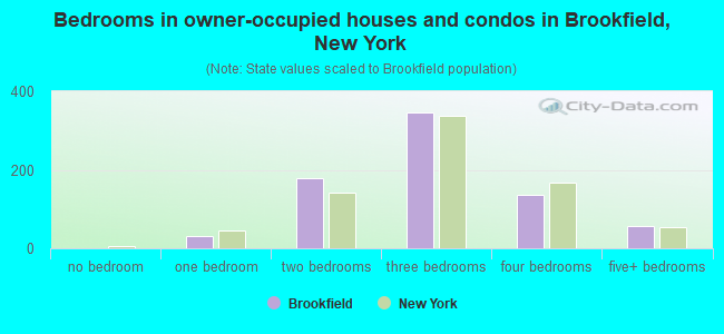 Bedrooms in owner-occupied houses and condos in Brookfield, New York