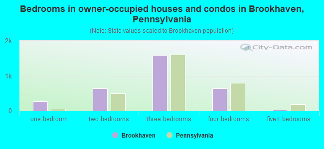 Bedrooms in owner-occupied houses and condos in Brookhaven, Pennsylvania