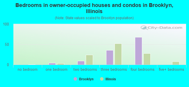 Bedrooms in owner-occupied houses and condos in Brooklyn, Illinois