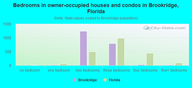 Bedrooms in owner-occupied houses and condos in Brookridge, Florida