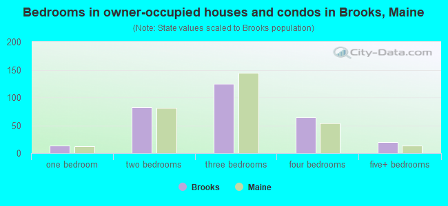 Bedrooms in owner-occupied houses and condos in Brooks, Maine