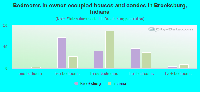 Bedrooms in owner-occupied houses and condos in Brooksburg, Indiana