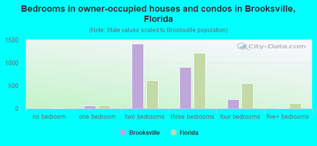 Bedrooms in owner-occupied houses and condos in Brooksville, Florida