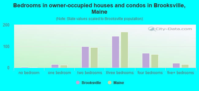 Bedrooms in owner-occupied houses and condos in Brooksville, Maine