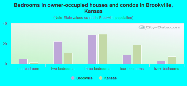 Bedrooms in owner-occupied houses and condos in Brookville, Kansas