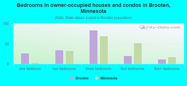 Bedrooms in owner-occupied houses and condos in Brooten, Minnesota