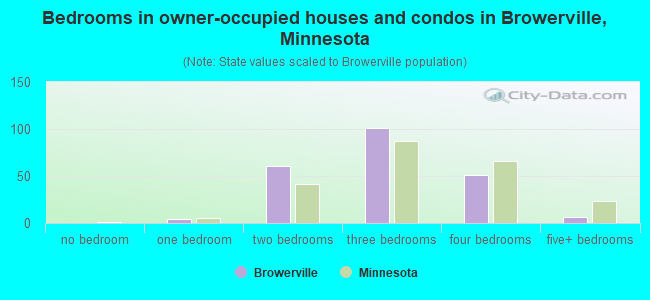 Bedrooms in owner-occupied houses and condos in Browerville, Minnesota