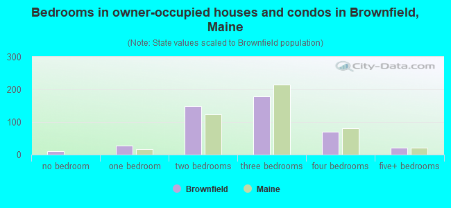 Bedrooms in owner-occupied houses and condos in Brownfield, Maine