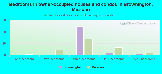 Bedrooms in owner-occupied houses and condos in Brownington, Missouri