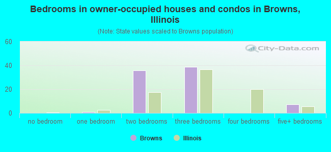 Bedrooms in owner-occupied houses and condos in Browns, Illinois