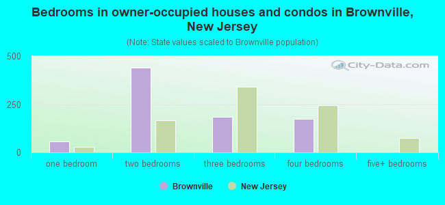 Bedrooms in owner-occupied houses and condos in Brownville, New Jersey