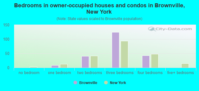 Bedrooms in owner-occupied houses and condos in Brownville, New York