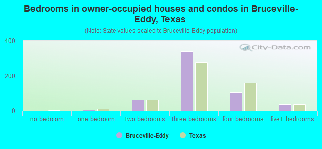 Bedrooms in owner-occupied houses and condos in Bruceville-Eddy, Texas