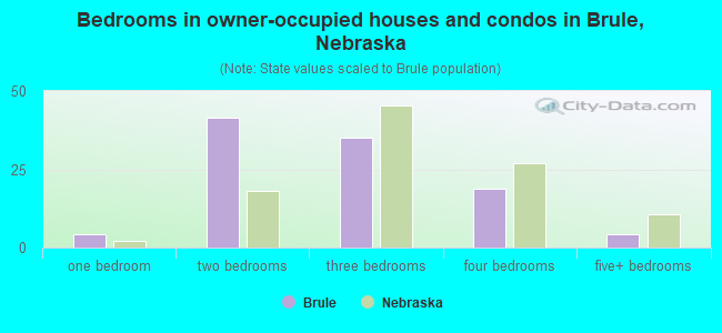 Bedrooms in owner-occupied houses and condos in Brule, Nebraska