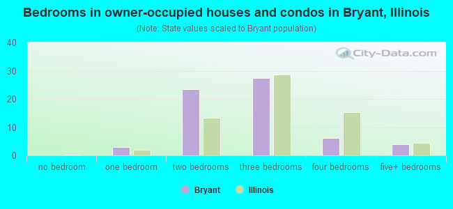 Bedrooms in owner-occupied houses and condos in Bryant, Illinois