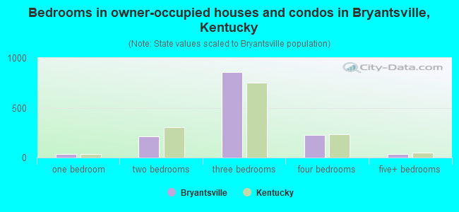 Bedrooms in owner-occupied houses and condos in Bryantsville, Kentucky
