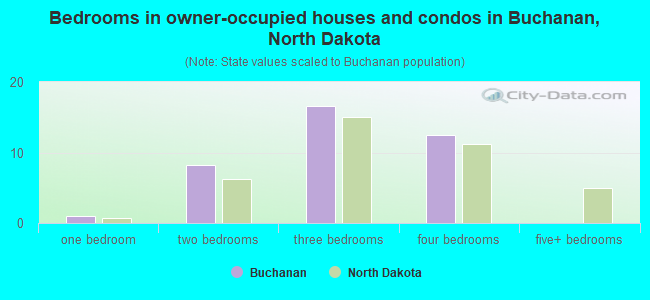 Bedrooms in owner-occupied houses and condos in Buchanan, North Dakota