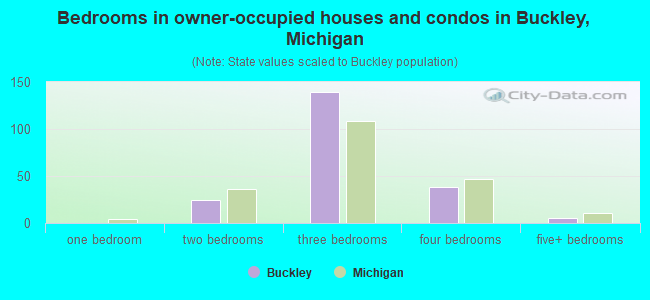 Bedrooms in owner-occupied houses and condos in Buckley, Michigan