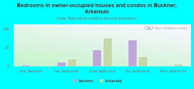 Bedrooms in owner-occupied houses and condos in Buckner, Arkansas